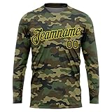 Custom Novelty Men's Camo Long Sleeve Casual Shirts Personalized Printed Baseball Jersey Big & Tall