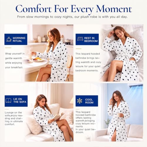 Image of RONGTAI Womens Bathrobe Ladies Fleece Plush Warm Long Robes Fleece Nightgown Sleepwear