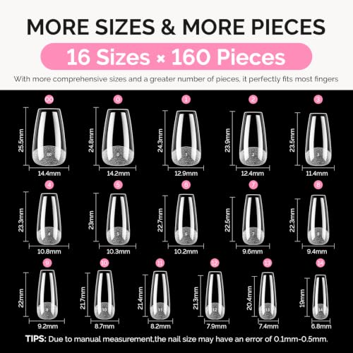 Image of MelodySusie Medium Coffin X Nail Tips - 16 Sizes 160 Pcs