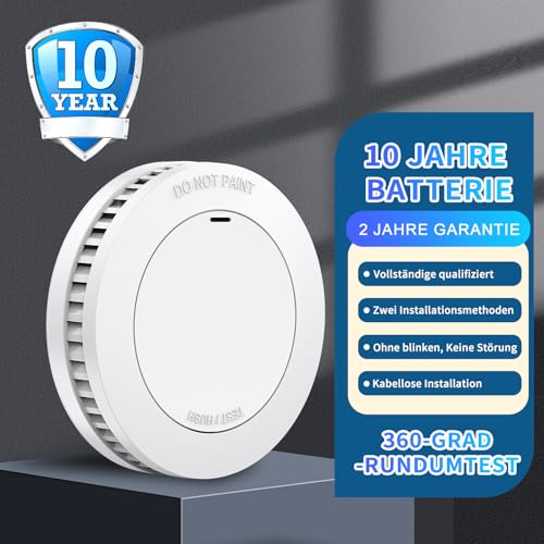 XINDUM Rauchmelder mit Starkere Magnethalterung 6er Set, 10 Jahre Batterie Feuermelder, TÜV...