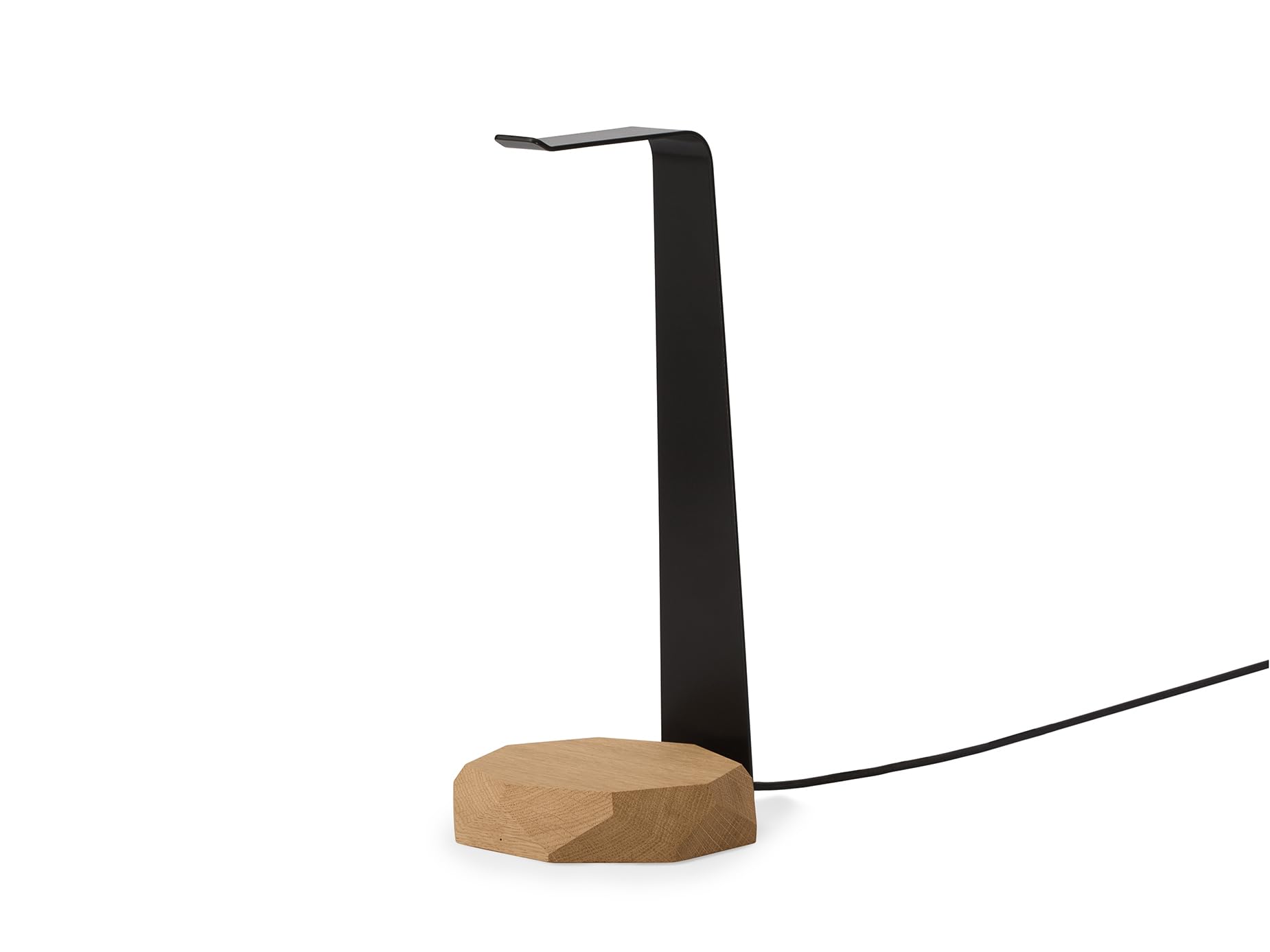 Oakywood 2-in-1 Wooden Headphone Stand with Wireless Charging, Wood Headphone Holder, Stainless-Steel Base - Image 3