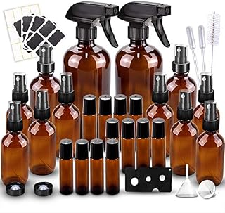 Glass Spray Bottles Kits, BonyTek Empty 12 10 ml Roller Bottles, 12 Amber