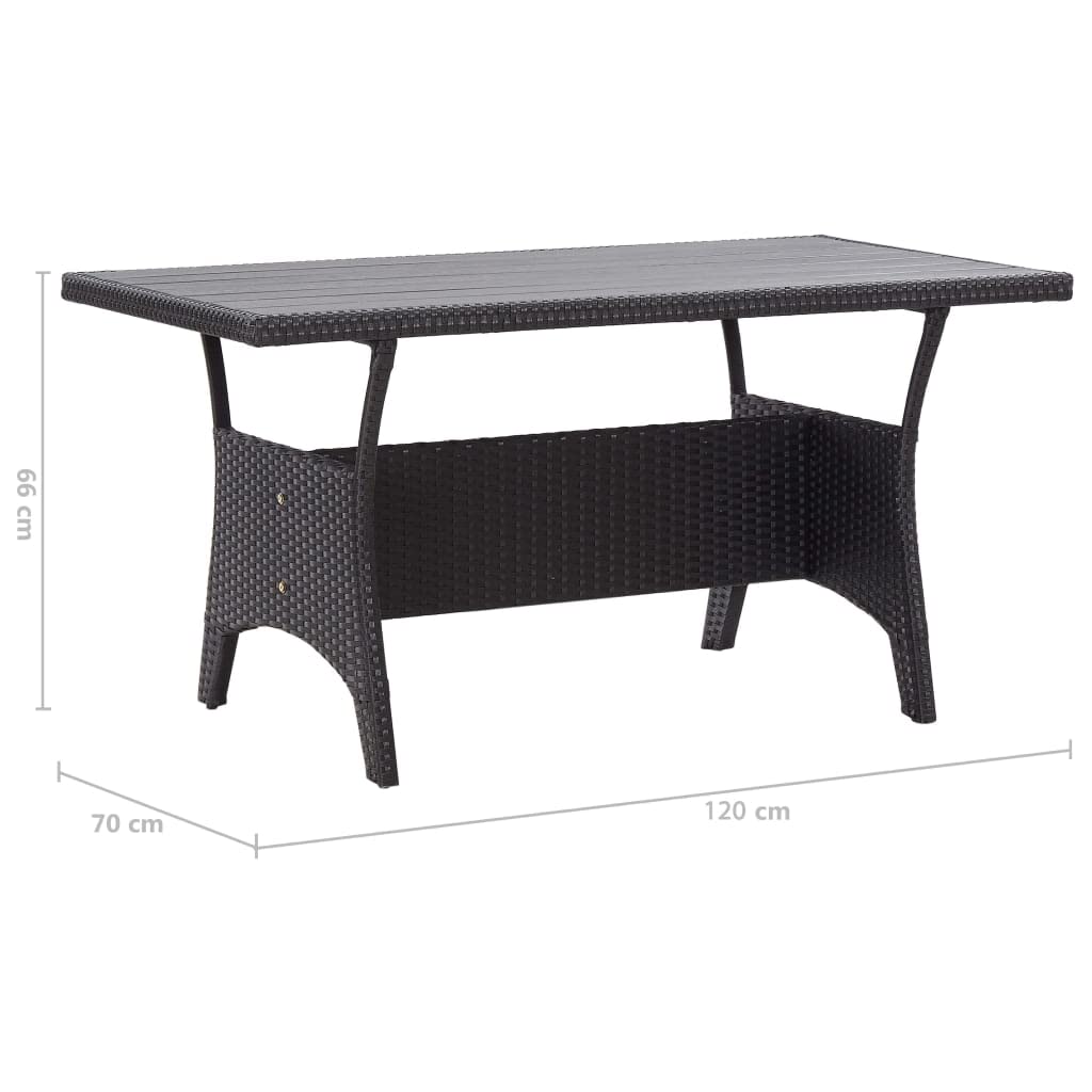 vidaXL Mesa de Jardín Patio Terraza Balcón Salón Sala de Estar Muebles Mobiliario Soporte Exterior Cocina Ratán Sintético Negro 120x70x66 cm