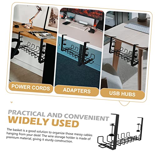 OSALADI organizador de cables bajo escritorio cesta porta cables bandeja de gestión con lazos para oficina en casa, estudio y dormitorio miniatura 2