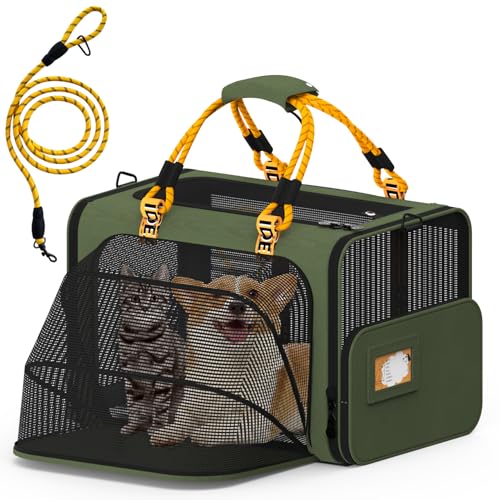PAWZIDEA Large Pet Carrier Expandable, 24"×16"×16" Soft-Sided Cat...