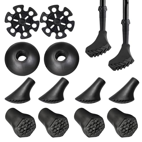 Nordic Walking Stöcke Gummipuffer 14 Stück Wanderstöcke Gummipuffer für Nordic Walking Wanderstöcke Wandern Gummistopper Aufsätze für Trekking Asphalt Kies Gebirge Mit Durchmesser