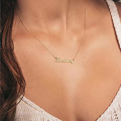 Ursteel Princess Necklace, Custom Name Necklace Personalized 14K Gold Plated Princess Name Plate Necklace Personalized Name Necklace For Women Teenage Girls Gifts For Girlfriend #TOP3
