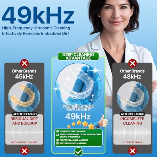 Ultrasonic Retainer Cleaner Machine, 49KHz 220ML Dental Cleaning Pod with Digital Timer, Deep Cleaning Ultrasonic Dentures Cleaner for Night Guards, Braces, Aligner, Toothbrush, Jewelry, Black - 2
