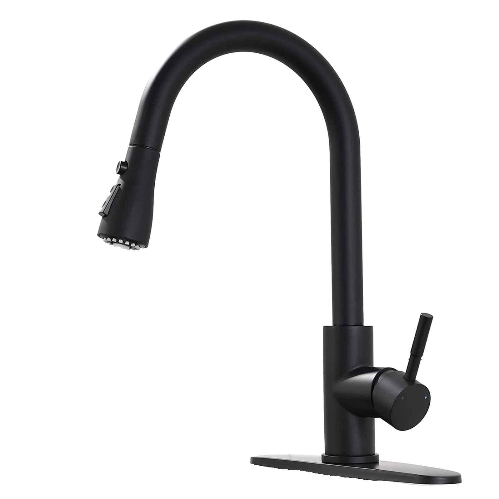 ZYCHSJXA Kitchen Taps Faucet with Pull-Down Sprayer Sink Single Hole Countertop Handle Black