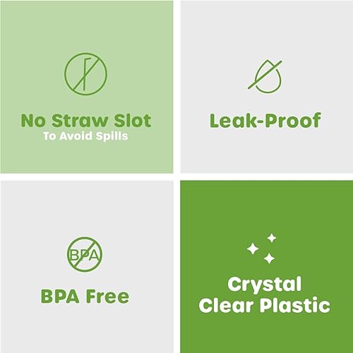 Miniatura 4 de Comfy Package 50 vasos de plástico transparente de 9 onzas con tapas planas (sin agujero), ideal para bebidas frías, batidos y bebidas para llevar