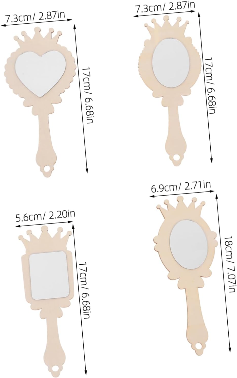 DIY Boys and Girls Mirror Girls Decorative Princess Mirror Unfinished Handheld Craft for Makeup