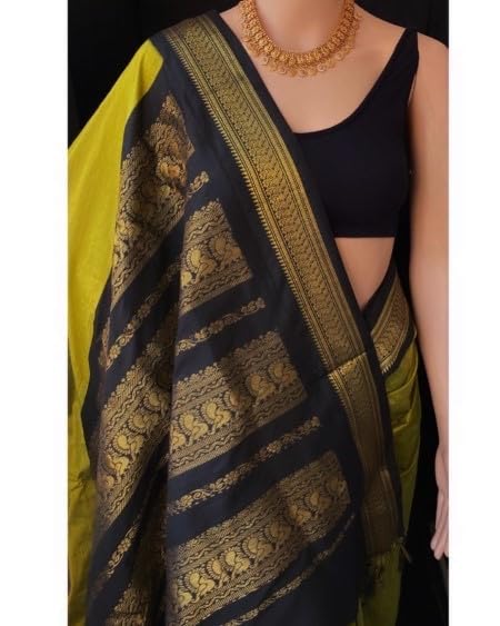 Image of Women's Kanjivaram Cotton Silk Saree South Indian Paithani Sari | gadwal cotton sarees with Zari Border and Blouse Piece - Suitable For All Indian Occasions and Festivals 191