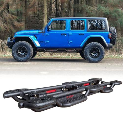 Estribos laterales negros antideslizantes para Jeep Wrangler 2018-2026 miniatura 1