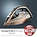 Tefal Ultimate Pure Steam Iron, 3100W, 300g/min Steam Boost, 350ml Water Tank, 2.5m Cord, Non-Stick Durilium Airglide Soleplate, Micro-Calc Filter, Anti Scale, Anti Drip, Black and Bronze FV9854G0