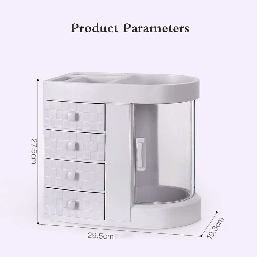 Caja Cosméticos Organizador, Organizador del Maquillaje, la Joyería Ajustable y el Soporte de Exhibición Cosmético Saludable, White