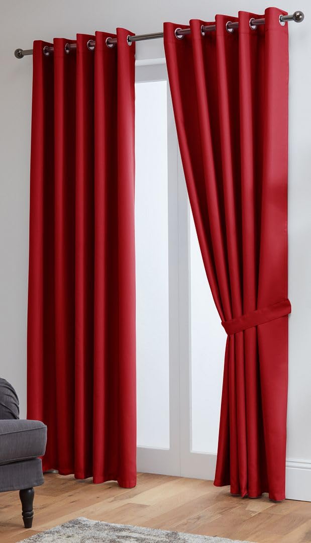 John Aird Blackout Curtains Thermal Energy Saving Eyelet Curtains for Bedroom & Living Room Including Tie Backs (Red, W 52" x L 84" (2 Panels) โ image 1
