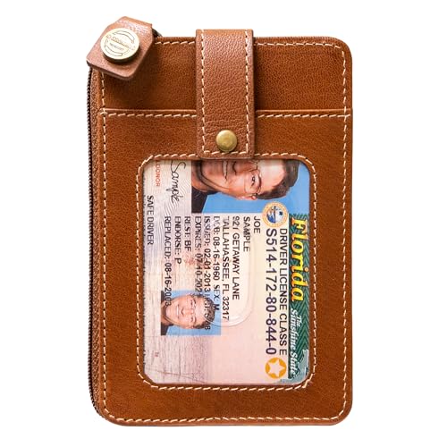 ID Stronghold RFID Mega Mini Wallet Slim Wallet Genuine Leather with Zipper (Antiqued Brown)3