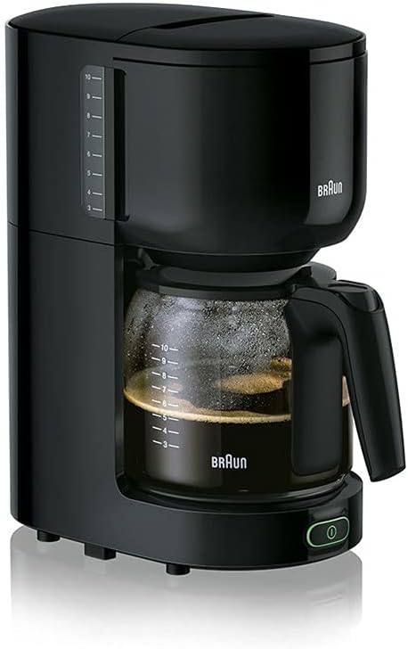 BRAUN 0X13211019 Macchina del caffè Americano con Filtro, 10 Cups, Vetro, Nero BRAUN 0X13211019 Macchina del caffè Americano con Filtro, 10 Cups, Vetro, Nero