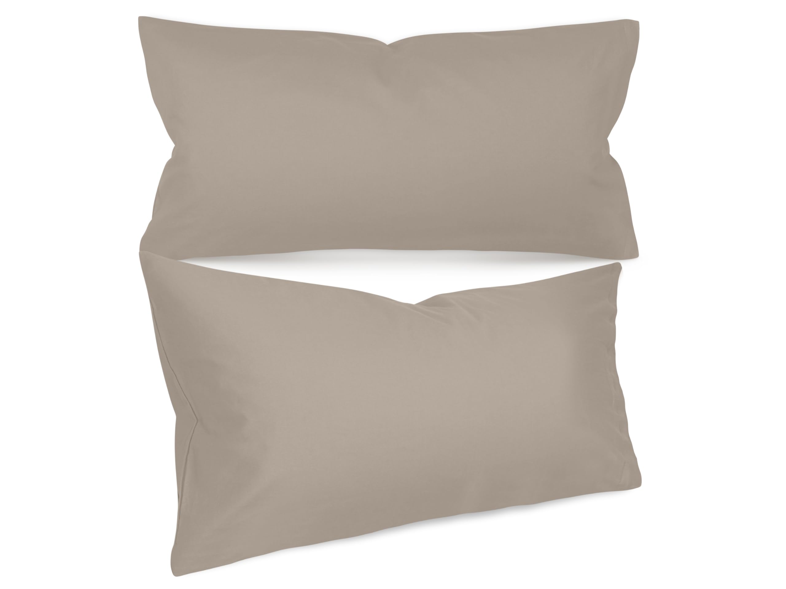 npluseins unifarbene Kissenbezüge im Doppelpack und dezentem Design 1154.1498, ca. 40 x 80 cm, beige