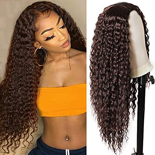 Long Curly Wigs for Black Women Middle Part Long Wavy Curly Synthetic Wig Heat Resistant Hair for Daily Party Cosplay Use (6#)