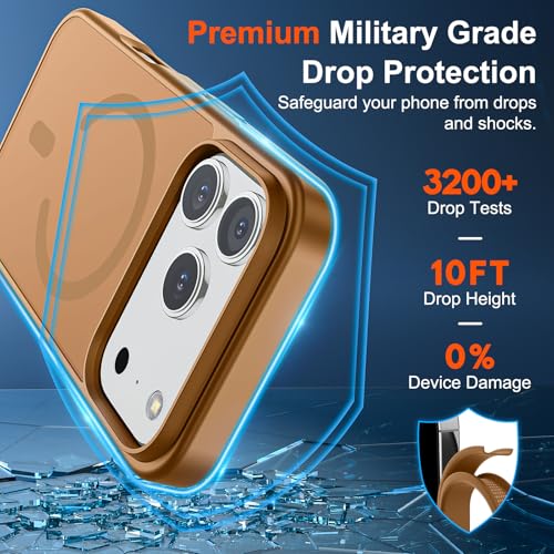 Image of SUPFINE Magnetic for iPhone 17 Pro Case (Compatible with MagSafe)(Military Grade Drop Protection) Translucent Matte Shockproof with Anti-Fingerprint Phone Cover,Brown