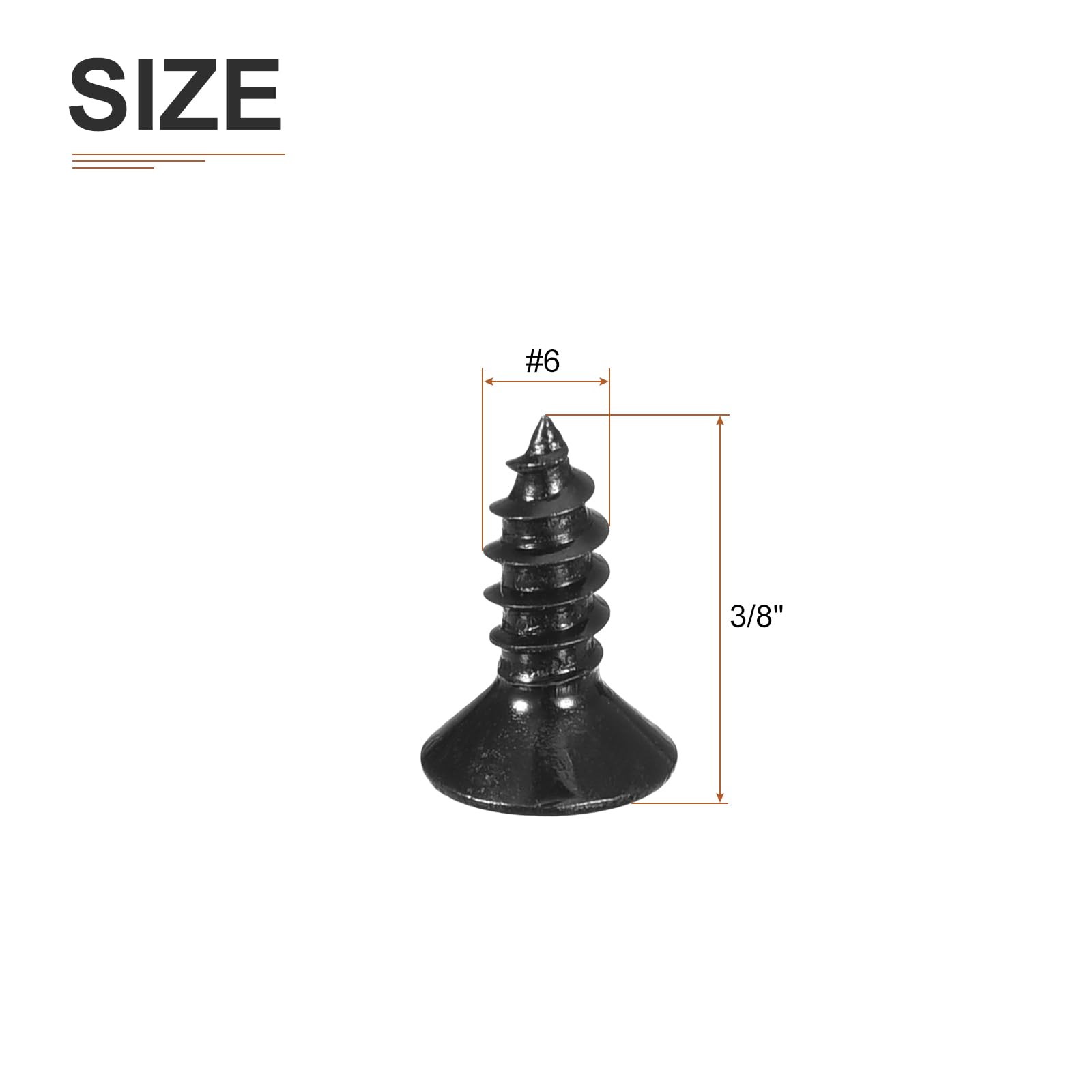 DTGN 100Pcs #6x3/8" Flat Head Wood Screws, 304 Stainless Steel Phillips Self Tapping Screws - Good for Woodworking Furniture - Black - Image 2
