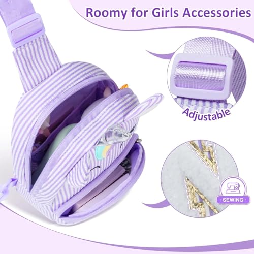 Image of Purple Unicorn Little Girl Purse Birthday Kindergarten Graduation Gifts for 3 4 5 6 7 8 Year Old Girls Daughter, Personalized Kids Initial Crossbody Sling Bag Cute Summer Vacation Essentials Letter A