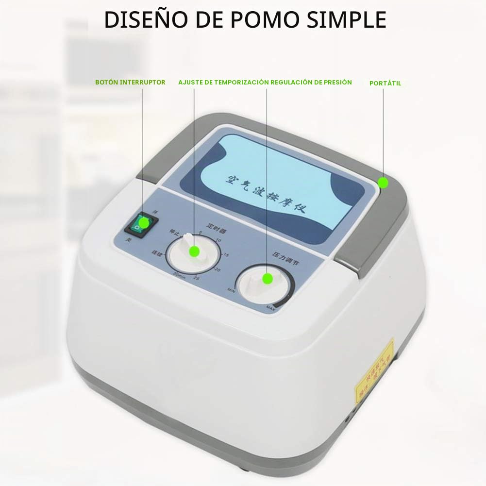 Masajeador neumático de piernas, masajeador eléctrico de compresión de aire para pies y pantorrillas por ondas de presión para drenaje linfático