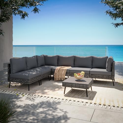 LAUSAINT HOME 7-Piece Patio Conversation Set, Modular Outdoor Sofa with