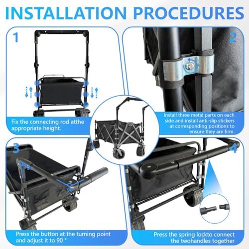 Attachement de wagon réglable multi-angle pour poussette et chariot de transport - 3
