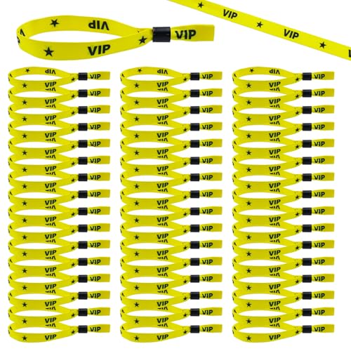 INNAL 50 Pieza Pulseras de Identificación de VIP,Pulseras de Tela Personalizadas,Pulsera Doradas para Eventos,Pulseras Personalizadas,Pulsera de Tela para Fiesta Parque de Atracciones Concierto