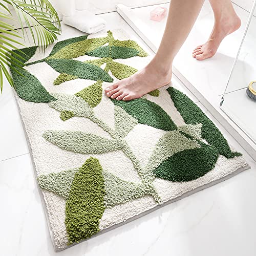 ZHAOMIMI Hojas Alfombra de baño Antideslizante Suave Microfibra Absorbente Lavable en la Lavadora Entrada Felpudo Tina de baño 45x65cm