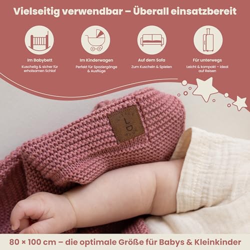 Image of Soft Knit Baby Blanket 30x40 in, Dusky Pink - Oeko-Tex Certified, Breathable Swaddle & Receiving Blanket for Newborns, Crib & Stroller, Machine Washable