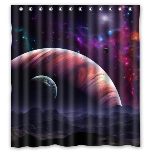 KXMDXANebula Galaxy Moon Space Planet Star Universe Art Waterproof Polyester Shower Curtain 66x72 Inch Bathroom Decor