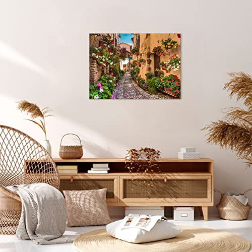 Tableau moderne impression sur toile chemin fleurs 70x50cm