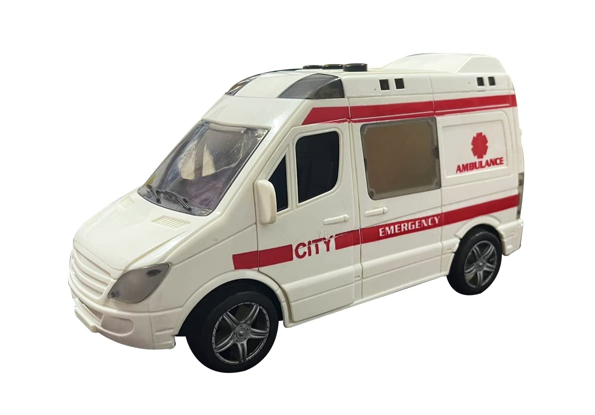 Toyzone New Ambulance -72584 | Friction Powered Toy | Vehicles Van | Friction Ambulance for Kids | Easy to Play | Pull Along | Pull Back | Push and Go Crawling Toys
