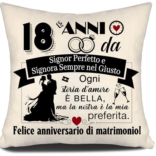 18 Anni da Signor Perfetto e Signora Sempre nel Giusto Copricuscino anniversario per coppie Donne Uomini Moglie Marito Genitori Matrimonio Regalo 18° anniversario Regalo copricuscino Decorazione(18-a)