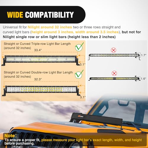 Nilight LED Light Bar Cover 32 Inches Black Nylon Protective Sleeve Universal Fit Straight and Curved Bar Waterproof Dustproof Scratch-Proof Light Cover for Driving Off Road Lights by Nilight - Image 4