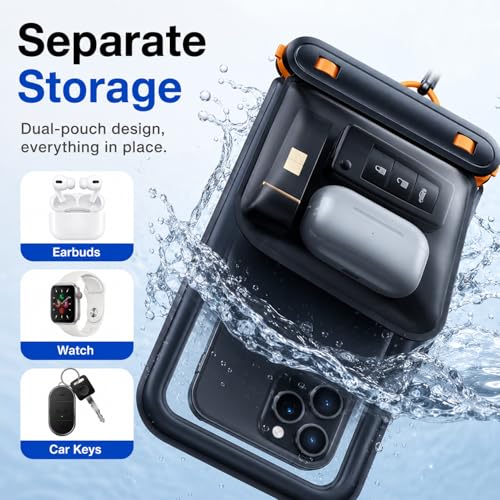 Image of ZORBES IP68 Waterproof Phone Pouch Double Space, Floating Waterproof Phone Case with Lanyard for iPhone 17 Pro Max 16 15 14 S26 S25, Phone Dry Bag Vacation Cruise Ship Travel, Up to 7.5''