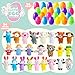 JOYIN 24 Pcs Easter Eggs Filled with Finger Puppets, Prefilled Egg with Cartoon Animal Puppets for Kids Easter Hunt, Basket Stuffers Fillers, Party Favors and Classroom Prize Supplies