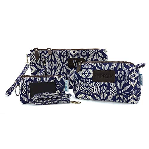 Kindfolk Travel Accessories Bundle - Badge Holder and Lanyard, Accessory Pouches and Makeup Cosmetic Bag (Bravo)