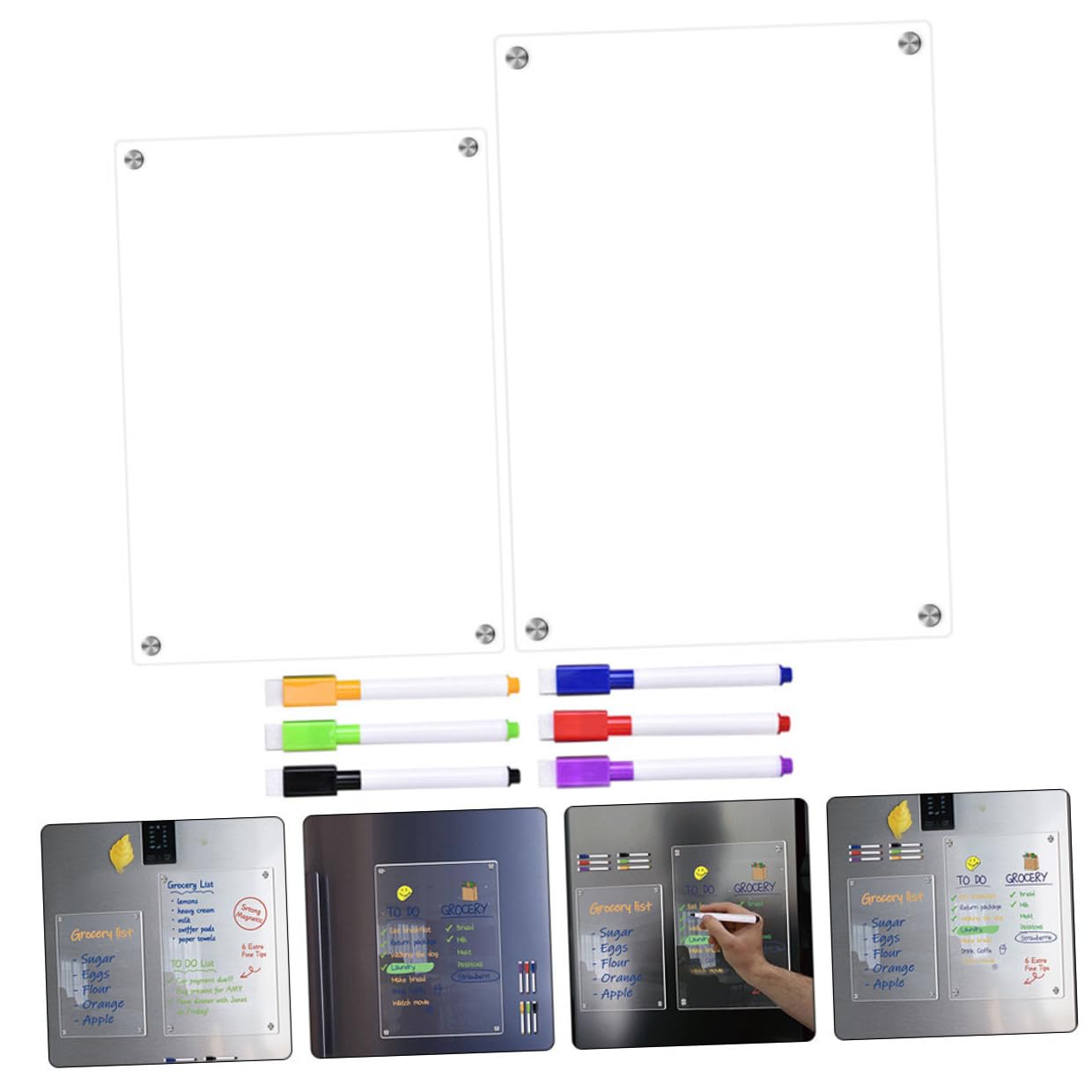 Magnetische Acryl Kühlschranktafel A3 A4 Transparente Trocken Abwischbare Planungs Und Nachrichtentafel Mit 6 Whiteboard Markern Für Haushalt Und Büro