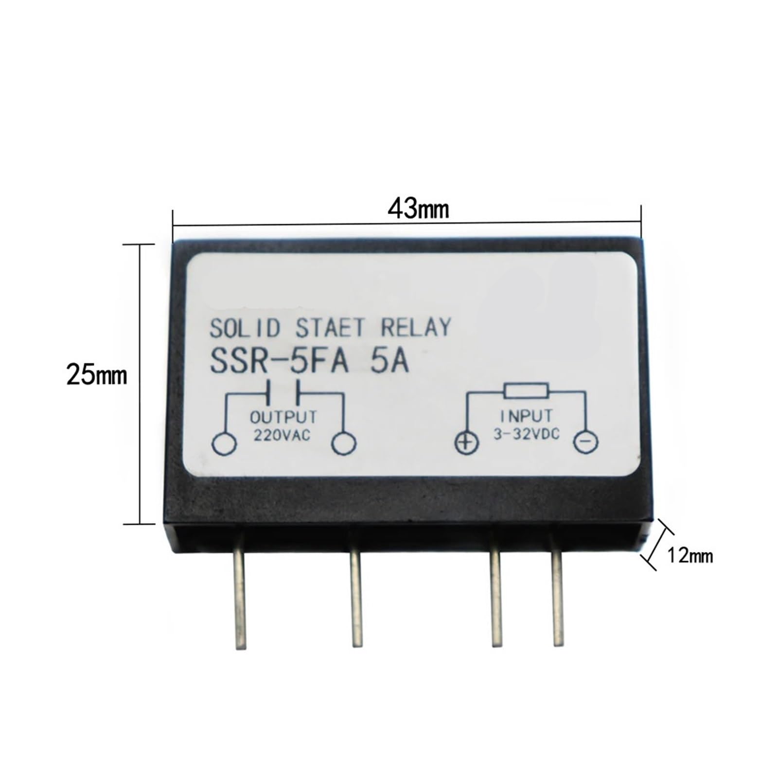1 pz PCB SSR-3FA SSR-5FA SSR-8FA SSR-D3803HK D3805HK D3808HK Dedicato con Pin 3A 5A 8A DC-AC Relè a Stato Solido(8FA)