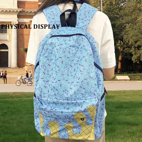 Ice Cream Backpack Kawaii Shoulder Bag with Side Pockets, Cute Lightweight Daypack Daily Use for Boys and Girls (White)4
