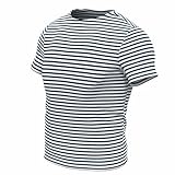 Genuine Striped Short Sleeved T-Shirt Top Cotton Sailor Shirt Original Telnyashka Тельняшка Dark Blue