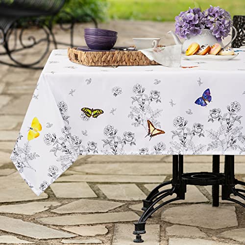 Pocass Floral Tablecloth Spring Summer Wild Flower Butterfly Tablecloths Rectangle Table Cloth Waterproof Table Cover For Easter Dining Holiday Parties (60 X 84 Inch) #TOP9