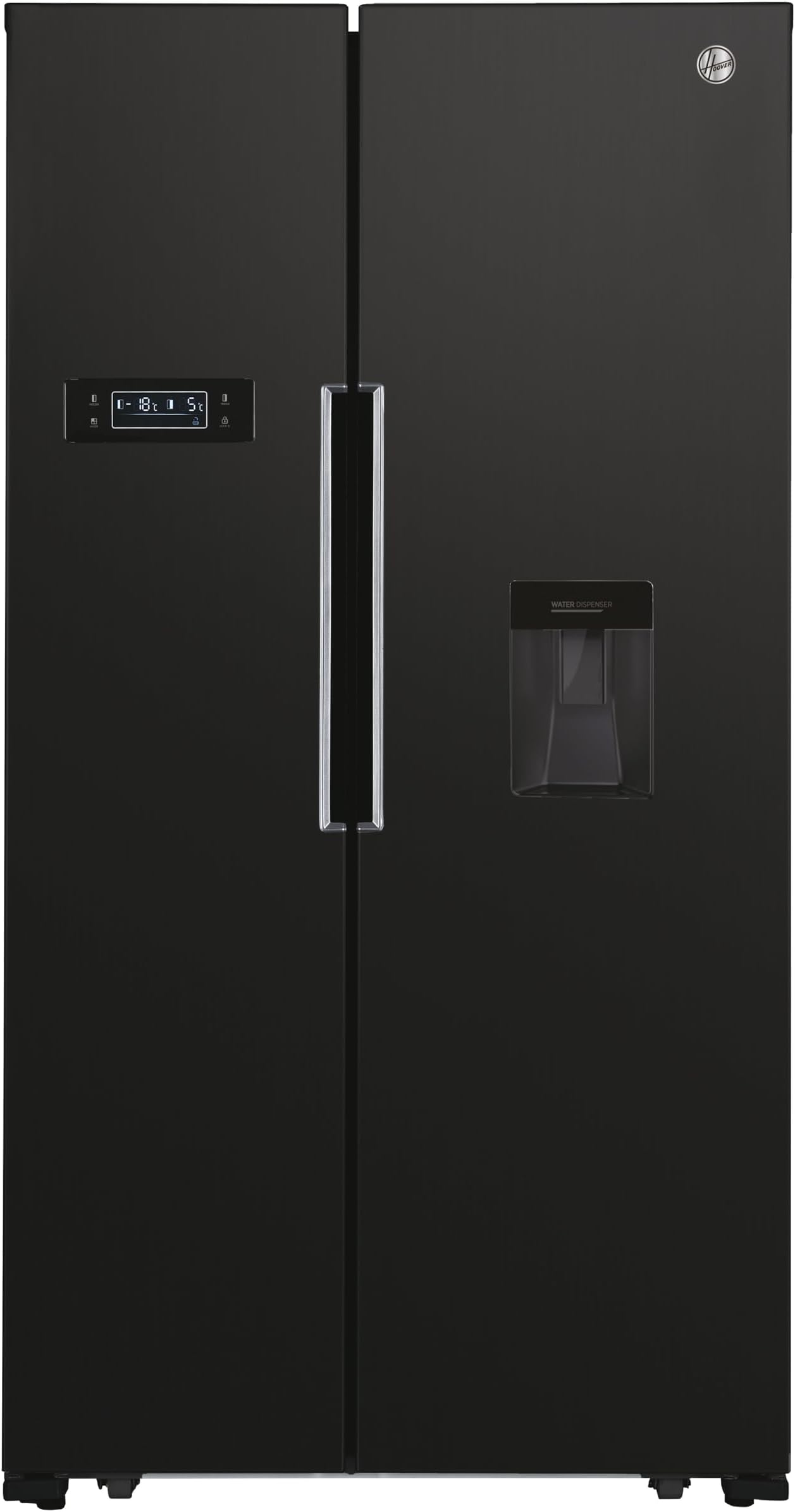 H-FRIDGE 500 MAXI Freestanding American Fridge Freezer with Water Dispenser, Side by Side, Total No Frost Technology, E Class, 532L Total Capacity, Black, 91x67x177 cm - HHSBSO6174BWDK-1