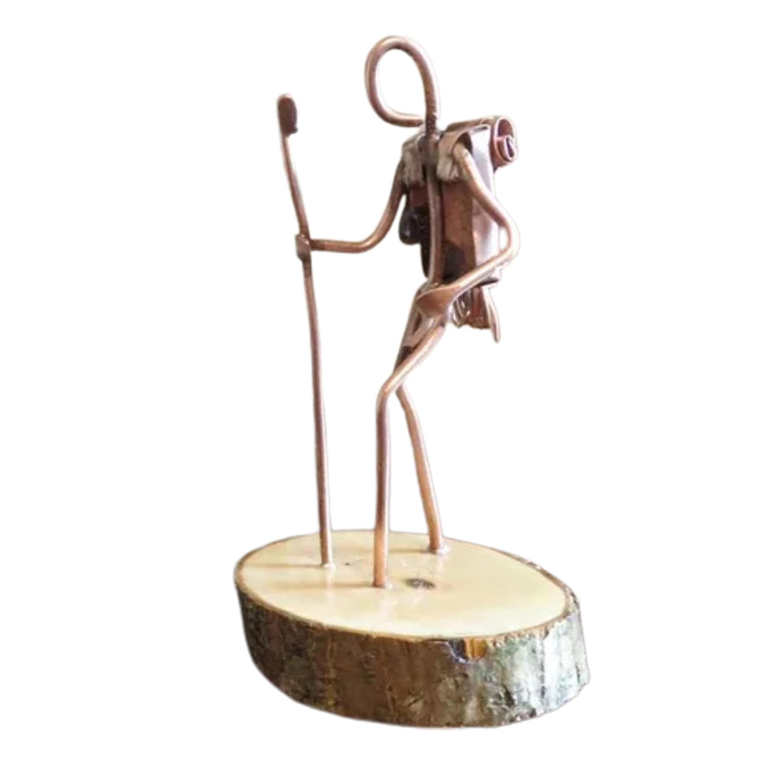 Figurine en fer de randonneur : sculpture en métal pour décoration de bureau rustique