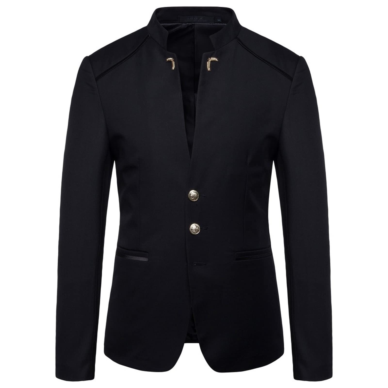 Chaqueta de traje con cuello alto y temperamento de color sólido para hombre, cómoda, informal, versátil, simple y delgada, con botones