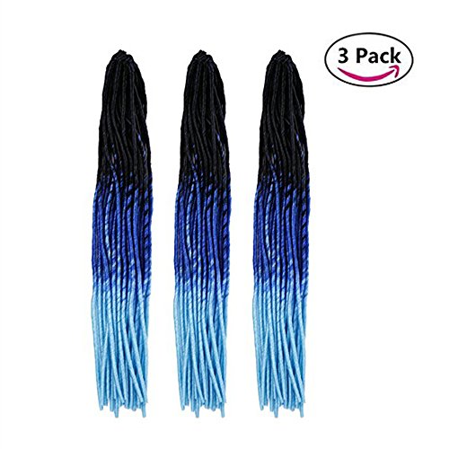 reamily 3pack/lot 20" Ombre Mixed Color Crochet Faux Braiding Hair Hollow Soft Dreadlocks Braids Hair Extensions 20 Strands/Piece